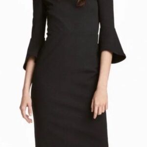 H&M Off Shoulder Dress, Black Coctail Dress,  Bell Sleeves Size Small